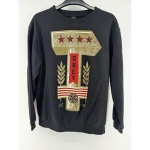 Obey Worldwide Propaganda Crewneck Sweatshirt Mens Black Size Medium